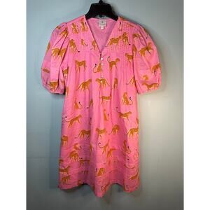 J. Marie Pink Cotton Puff Sleeve Cleo Dress 100% cotton XS